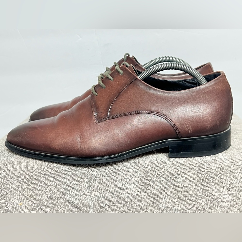 Gifennse Mens Leather Brown Dress Shoes Mens Oxfords Formal Sz 9.5 Handmade